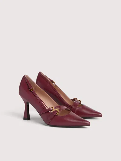 Coccinelle Fernanda Buckle-detail Pointed-toe Pumps In Burgundy