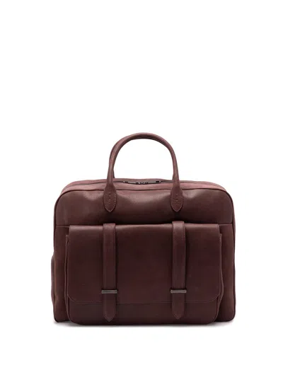 Orciani Jones Chevrette Double-pocket Leather Holdall In Pink