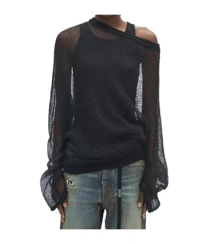 Ann Demeulemeester Dolfine Bias Cut Dropped Shoulder Sweater In Black