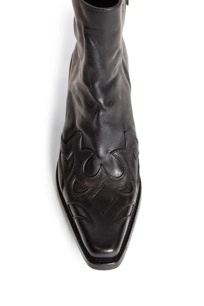 Ann Demeulemeester Hemo Western Boots In Washed Grained Calfskin In Black