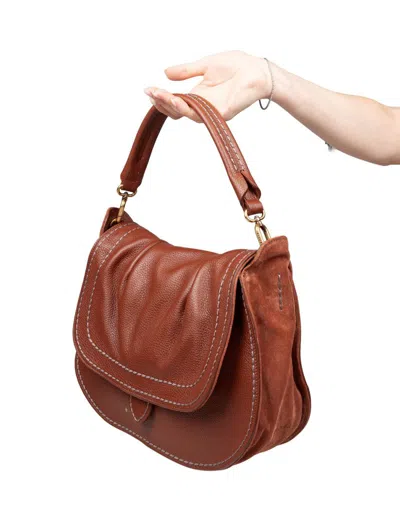 Visonà Leather Shoulder Bag In Orange