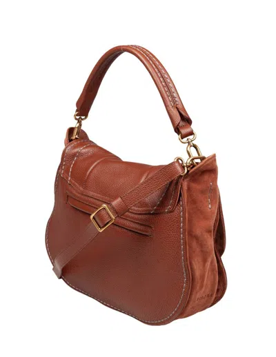 Visonà Leather Shoulder Bag In Orange