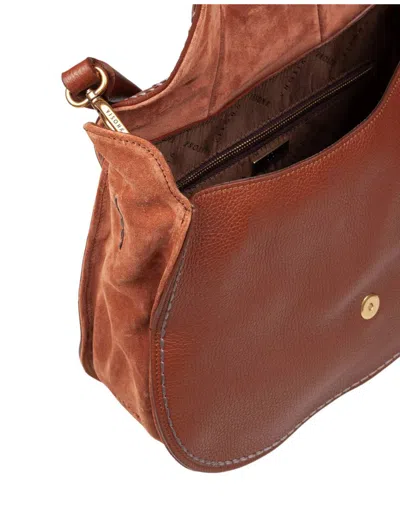 Visonà Leather Shoulder Bag In Orange