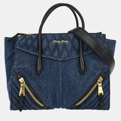 Pre-owned Miu Miu Blue Denim Biker 2way Handbag