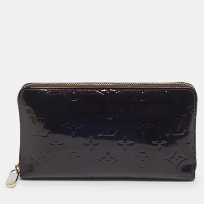 Pre-owned Louis Vuitton Amarante Monogram Vernis Zippy Organizer Wallet In Burgundy