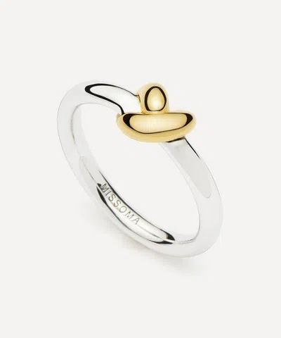 Missoma X Lucy Williams Mixed Metal Knot Stacking Ring In Metallic