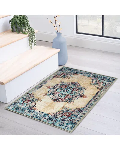 Superior Decklan Machine Washable Traditional Floral Rug In White