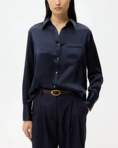 Twp Joey Shirt In Silk Charmeuse In Blue