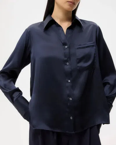 Twp Joey Shirt In Silk Charmeuse In Blue