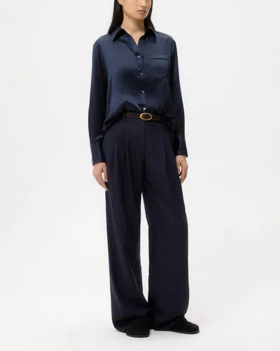 Twp Joey Shirt In Silk Charmeuse In Blue