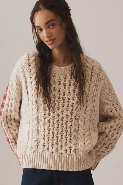 Essentiel Antwerp Cable-knit Wool Blend Flannel Sweater In Neutral