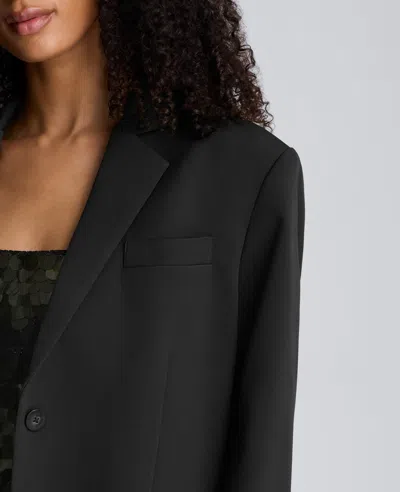 Kenneth Cole Luxe Twill Three Button Boyfriend Blazer In Black