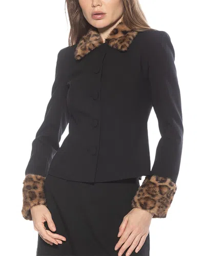 Alexia Admor Fran Faux Fur Trim Twill Jacket In Blue