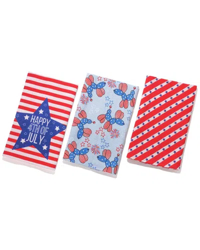 Tiramisu Patriotic Party Set Of 3 Cotton Waffle Kitchen Towels In Multi