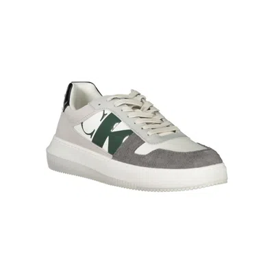 Calvin Klein White Polyester Men Sneaker In Gray