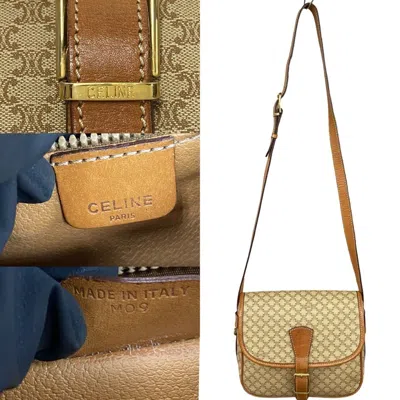 Pre-owned Celine Beige Brown Leather Pvc Pochette Shoulder Bag ()