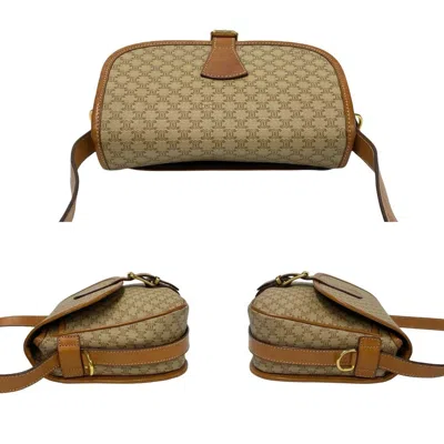 Pre-owned Celine Beige Brown Leather Pvc Pochette Shoulder Bag ()