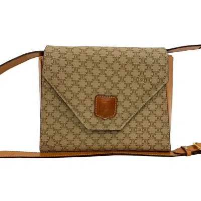 Pre-owned Celine Beige Brown Leather Pvc Shoulder Bag ()