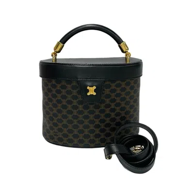 Pre-owned Celine Black Brown Leather Pvc Handbag Shoulder Bag ()