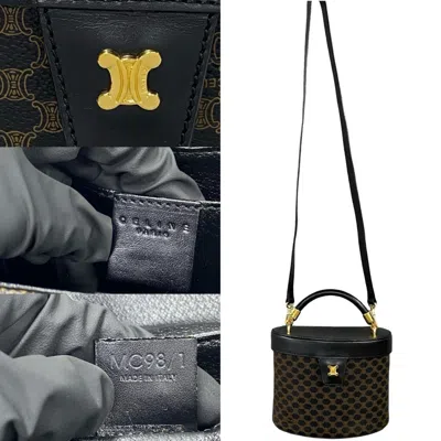 Pre-owned Celine Black Brown Leather Pvc Handbag Shoulder Bag ()