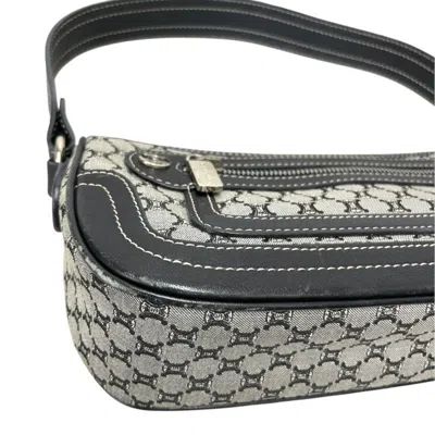 Pre-owned Celine Black Gray Canvas Pouch Shoulder Bag ()