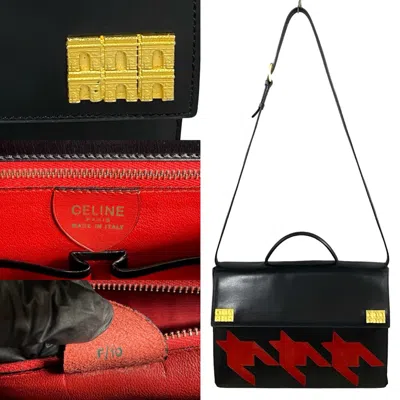 Pre-owned Celine Black Red Color Leather Handbag Shoulder Bag ()