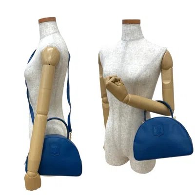 Pre-owned Celine Blue Leather Boston Bag Handbag Shoulder Bag ()