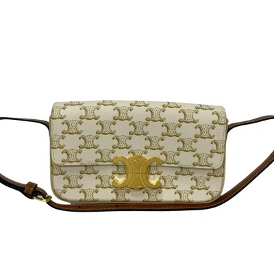 Pre-owned Celine Brown Ivory White Leather Pvc Shoulder Bag ()