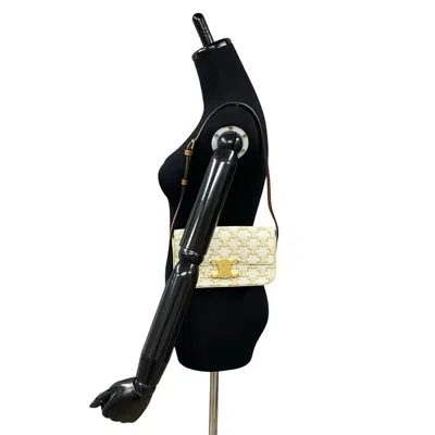 Pre-owned Celine Brown Ivory White Leather Pvc Shoulder Bag ()