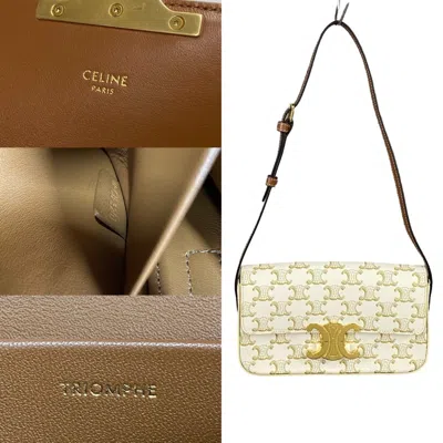 Pre-owned Celine Brown Ivory White Leather Pvc Shoulder Bag ()