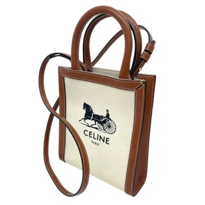 Pre-owned Celine Brown Ivory Canvas Shoulder Bag ()