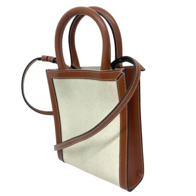 Pre-owned Celine Brown Ivory Canvas Shoulder Bag ()