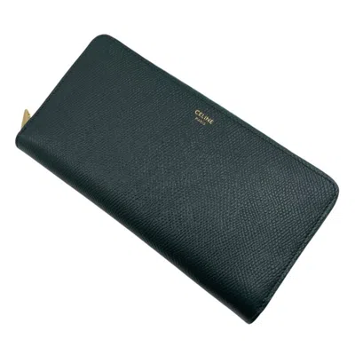 Pre-owned Celine Green Leather Long Wallet (bi-fold) ()
