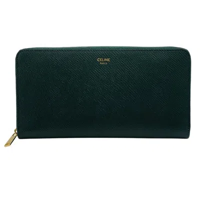 Pre-owned Celine Green Leather Long Wallet (bi-fold) ()
