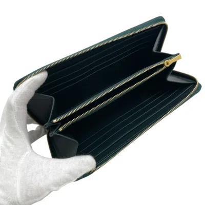 Pre-owned Celine Green Leather Long Wallet (bi-fold) ()