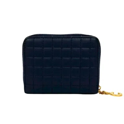Pre-owned Celine Navy Leather Wallet (bi-fold) () In Blue