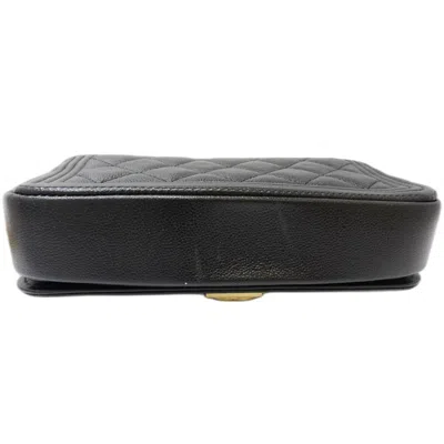 Pre-owned Chanel Black Grained Calfskin Chain/shoulder Wallet ()