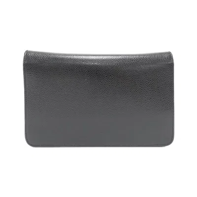Pre-owned Chanel Black Grained Calfskin Chain/shoulder Wallet ()