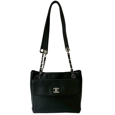 Pre-owned Chanel Black Grained Calfskin Shoulder Bag Tote Bag ()
