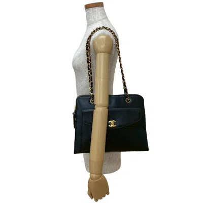 Pre-owned Chanel Black Grained Calfskin Shoulder Bag Tote Bag ()