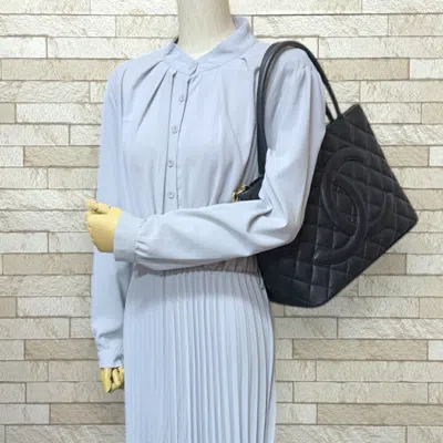 Pre-owned Chanel Black Grained Calfskin Tote Bag ()