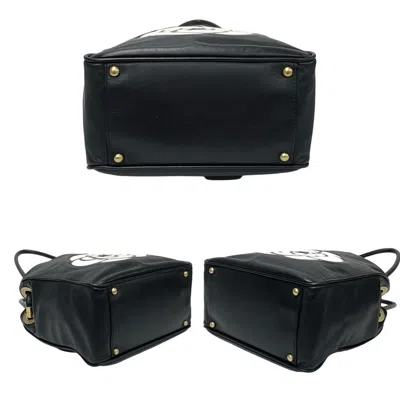 Pre-owned Chanel Black White Leather Handbag Shoulder Bag Tote Bag ()