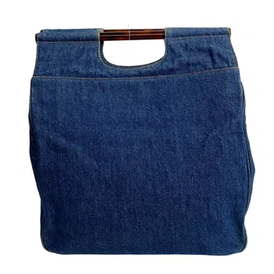 Pre-owned Chanel Blue Brown Denim Plastic Handbag Tote Bag ()
