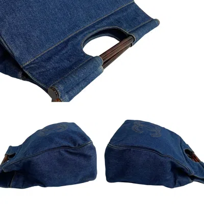 Pre-owned Chanel Blue Brown Denim Plastic Handbag Tote Bag ()