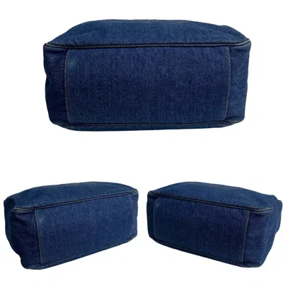 Pre-owned Chanel Blue Brown Denim Plastic Handbag Tote Bag ()
