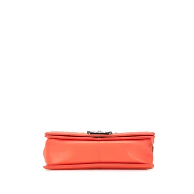 Pre-owned Chanel Boy  Multi-color Orange Tweed Leather Shoulder Bag ()