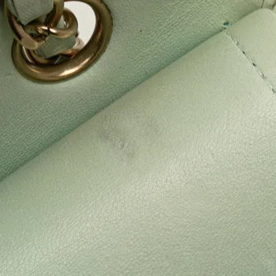 Pre-owned Chanel Matelasse Green Tweed Leather Shoulder Bag ()