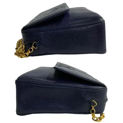 Pre-owned Chanel Navy Grained Calfskin Pochette Shoulder Bag ()