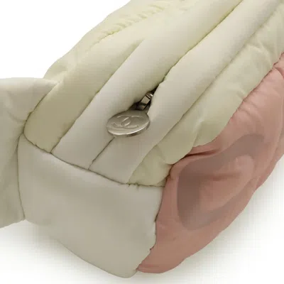 Pre-owned Chanel Pink White Nylon Fanny Pack Pouch Sling Bag ()