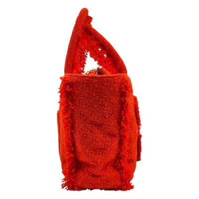 Pre-owned Chanel Red Color Tweed Tote Bag ()